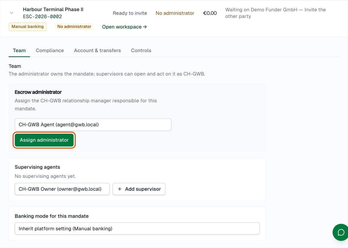 CHGWB owner: Assign the relationship manager